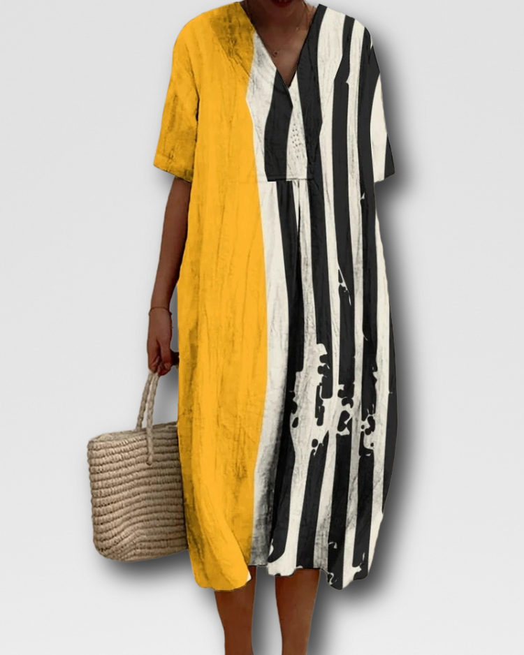 SHARON - ASYMMETRIC PRINT MAXI DRESS