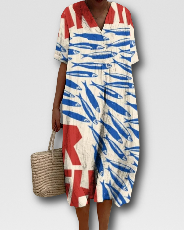 ARIELLA - NAUTICAL PRINT MAXI DRESS
