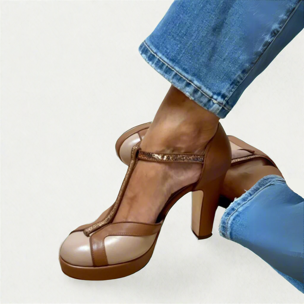 STACEY – CHOCOLATE & CARAMEL PLATFORM HEEL