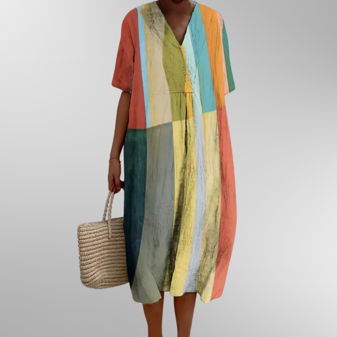 ERICA - GRAPHIC STRIPE MIDI DRESS