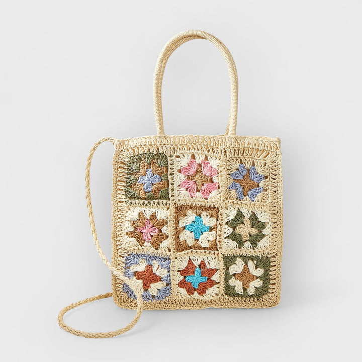 BRENDA - FLOWER WOVEN STRAW BAG