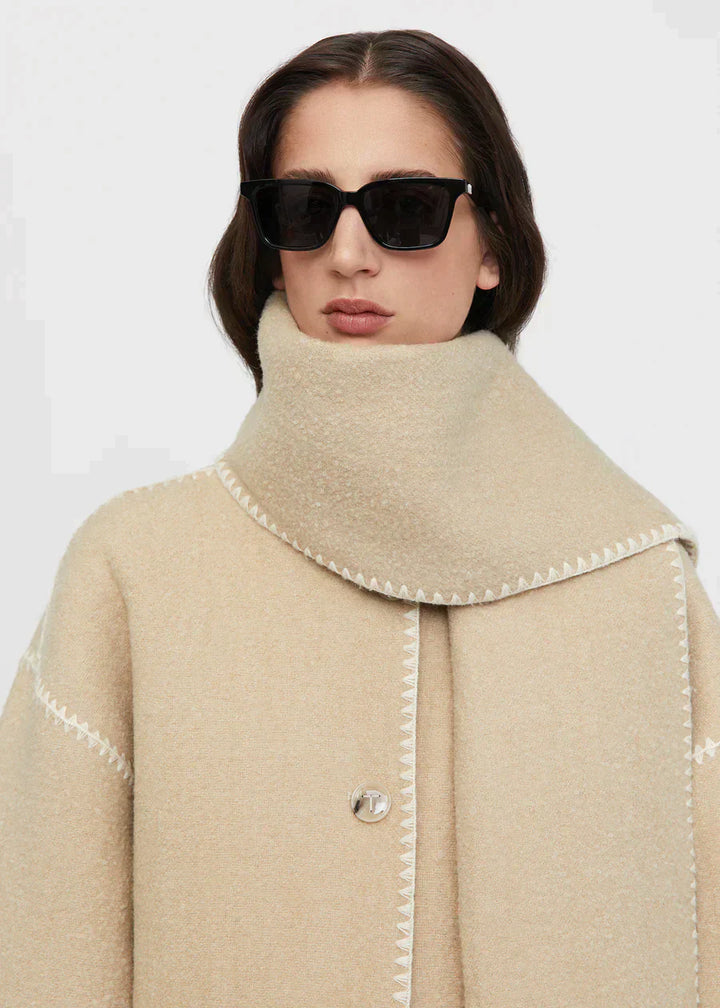 CANDICE – OVERSIZED COAT WITH SCARF DETAIL