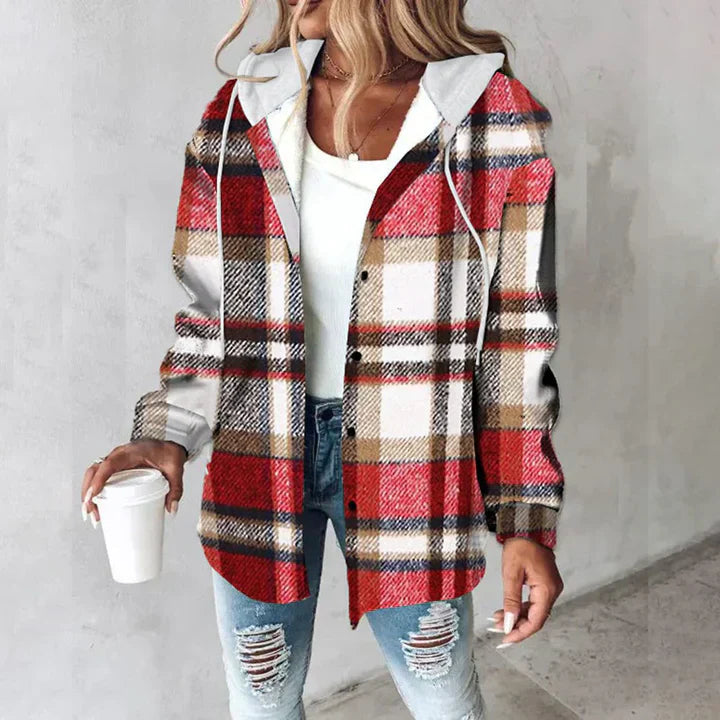 MONICA – RELAXED PLAID HOODED JACKET