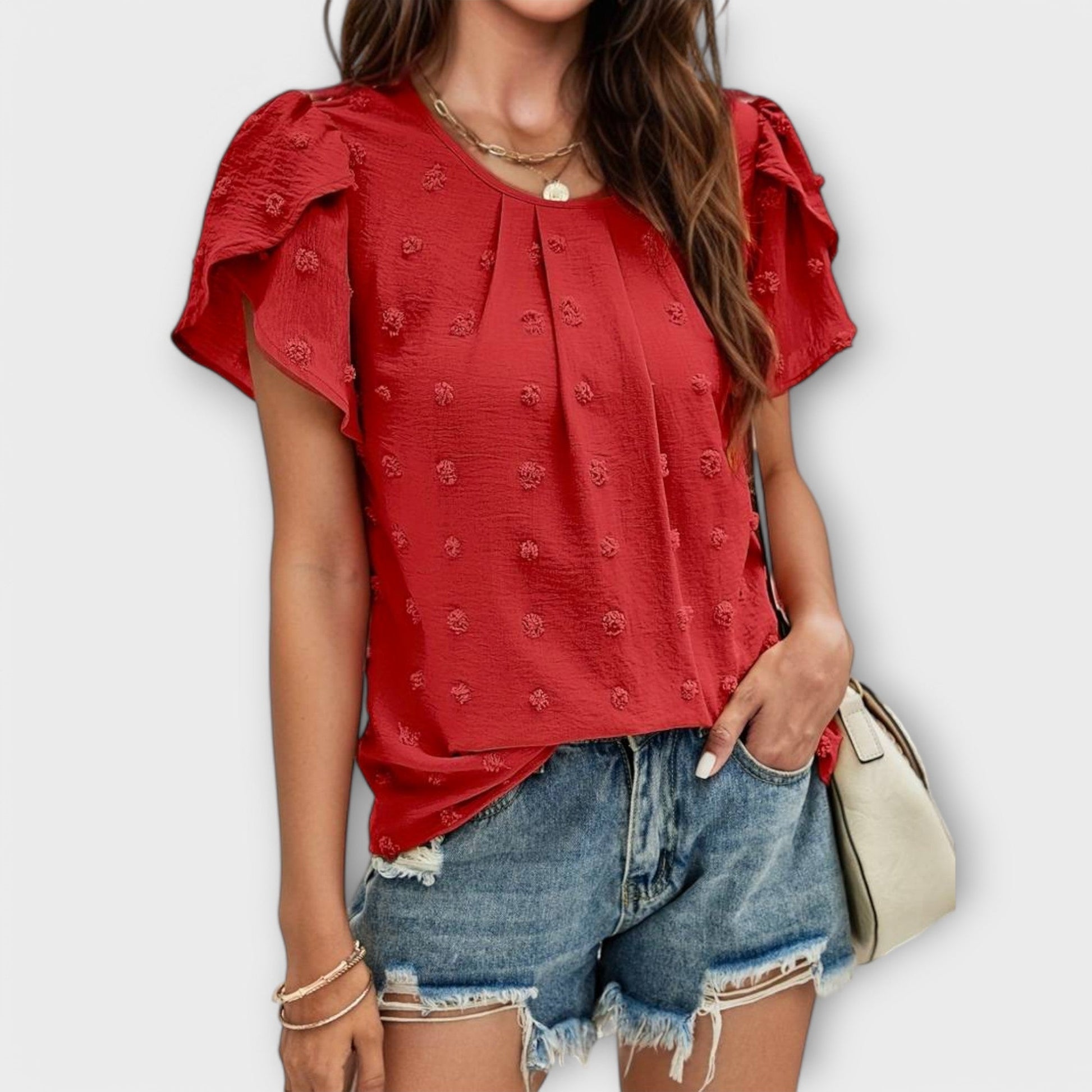 JODIE - ROMANTIC SWISS DOT BLOUSE