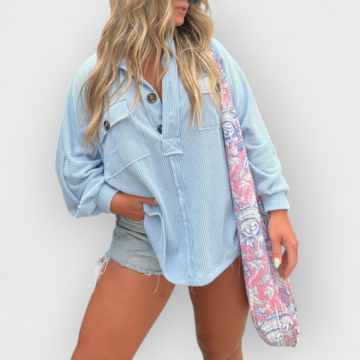 GRACE - ELEGANT V-NECK BUTTON BLOUSE