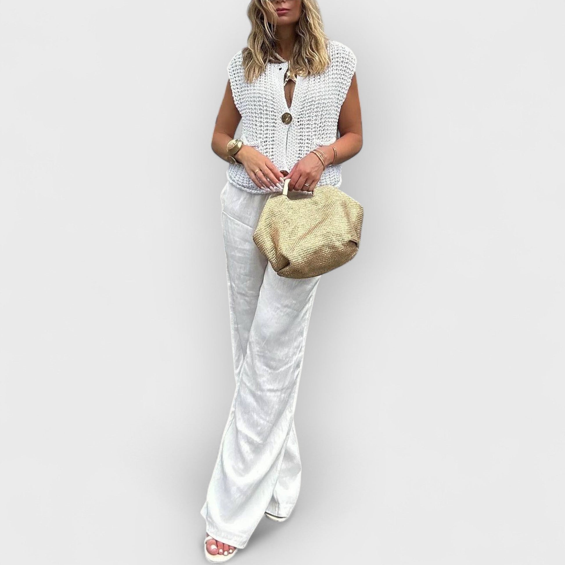 DARCY - SLEEVELESS KNIT CARDIGAN WITH POCKETS