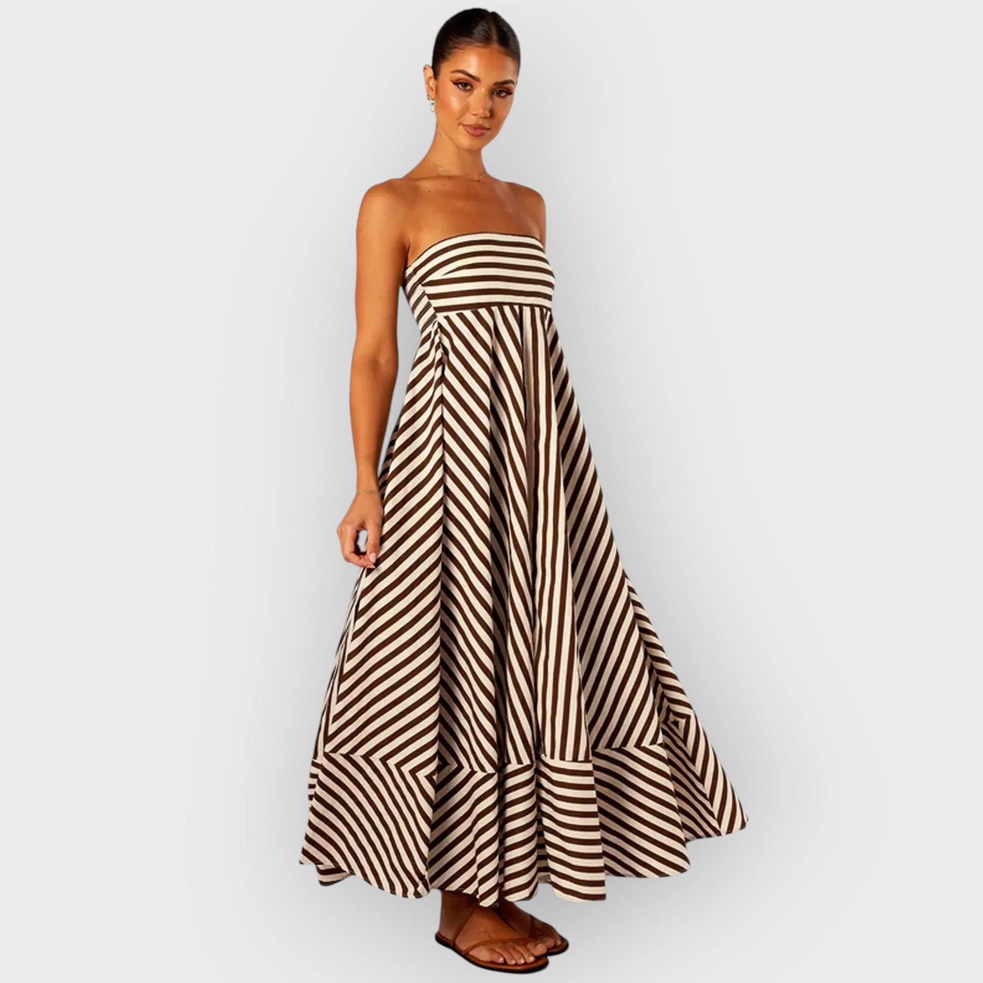 LISA - STRIPED STRAPLESS MAXI DRESS