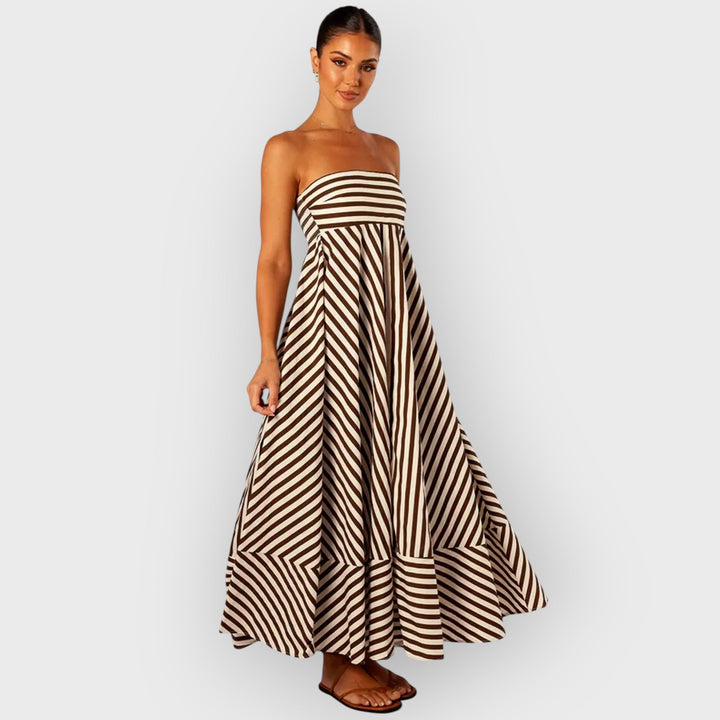 LISA - STRIPED STRAPLESS MAXI DRESS