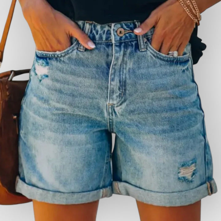 DEBRA - DISTRESSED ROLL-UP SHORTS