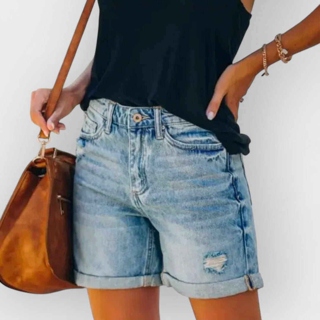DEBRA - DISTRESSED ROLL-UP SHORTS