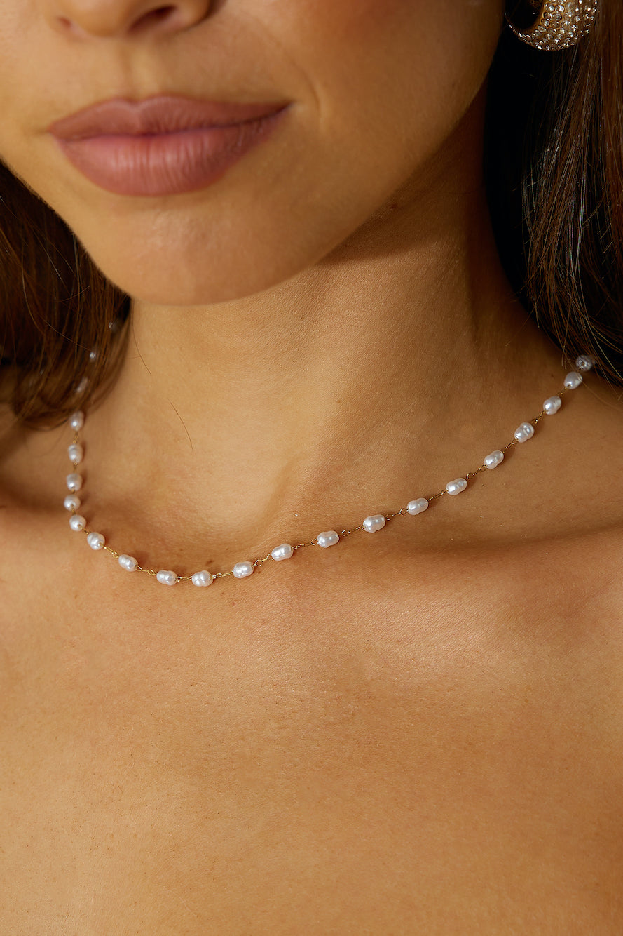 SUSAN - GOLD TONE PEARL NECKLACE
