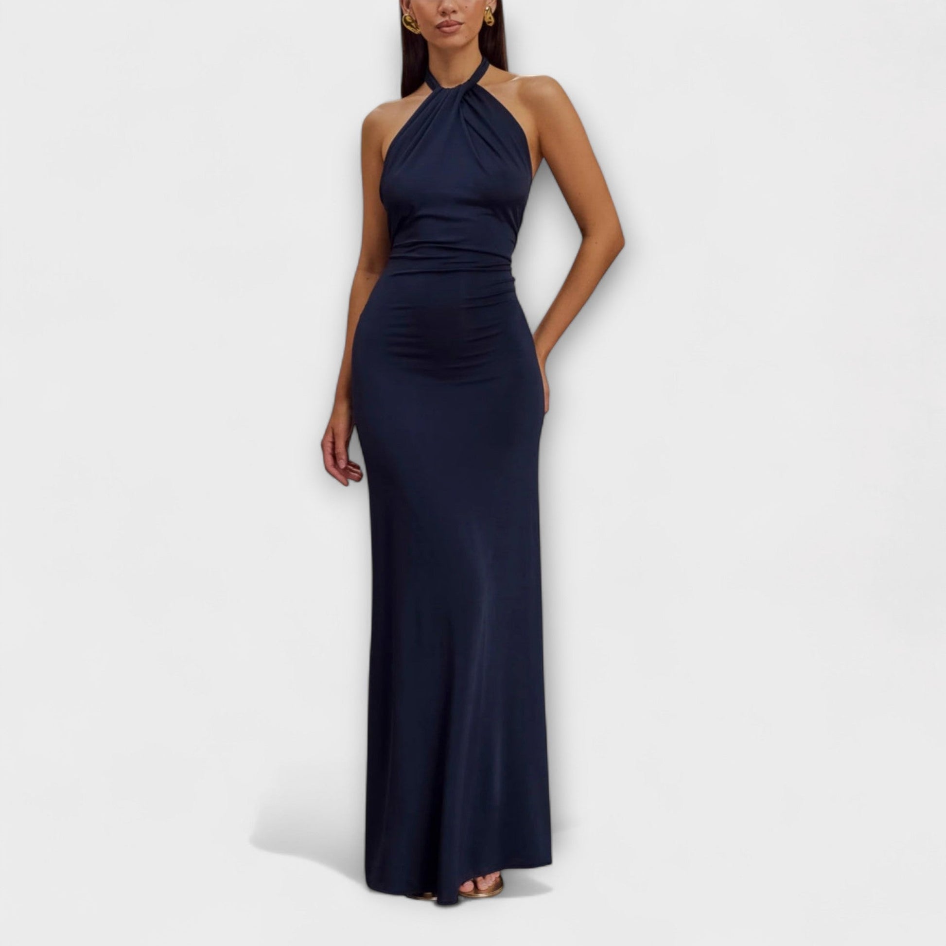 NAOMI - LAGOON SLINKY HALTER MAXI DRESS