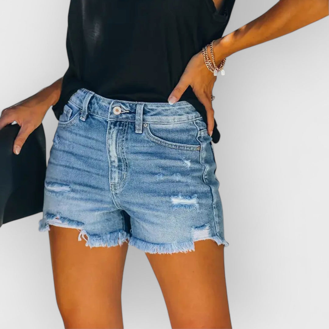 DAVINA - DISTRESSED DENIM SHORTS