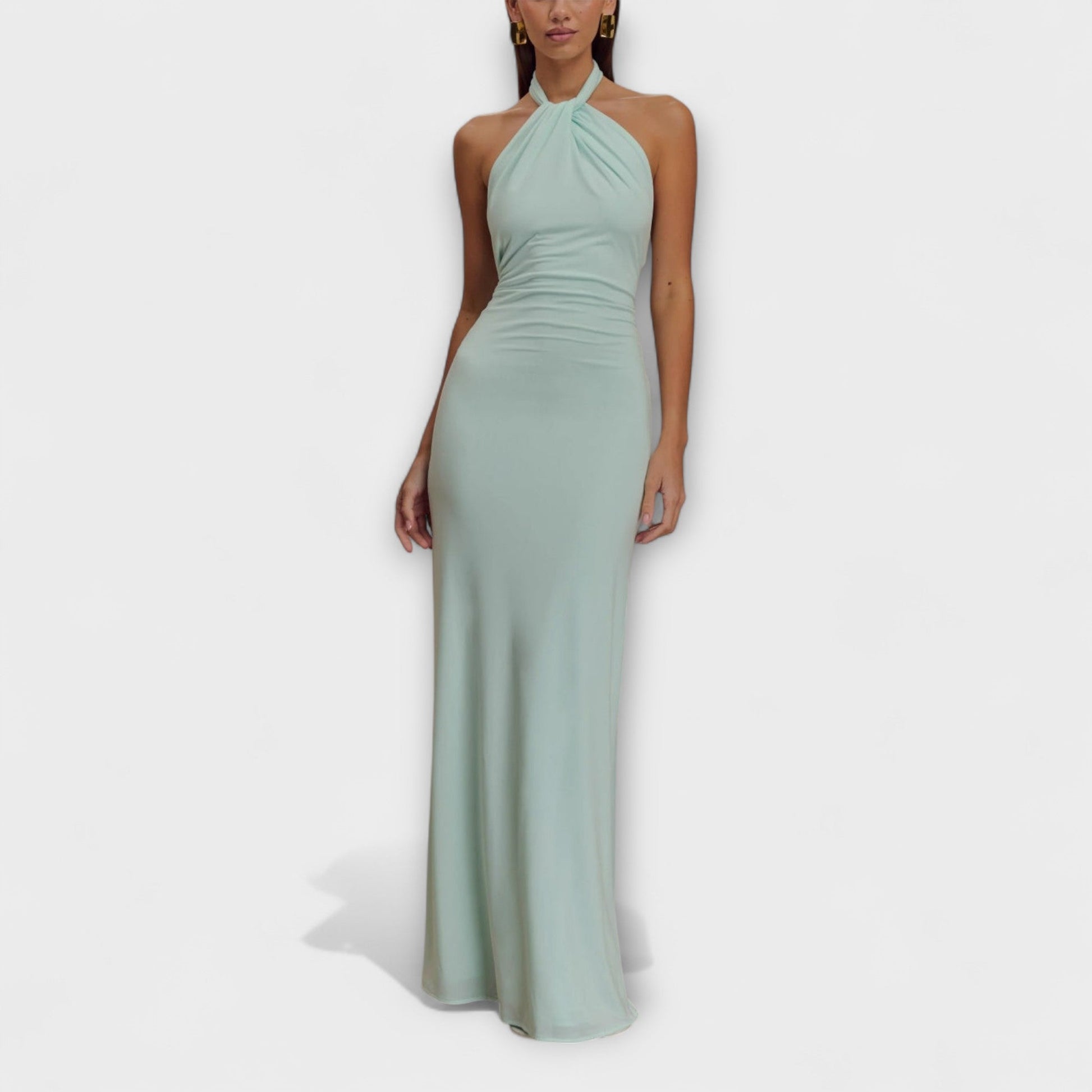 NAOMI - LAGOON SLINKY HALTER MAXI DRESS