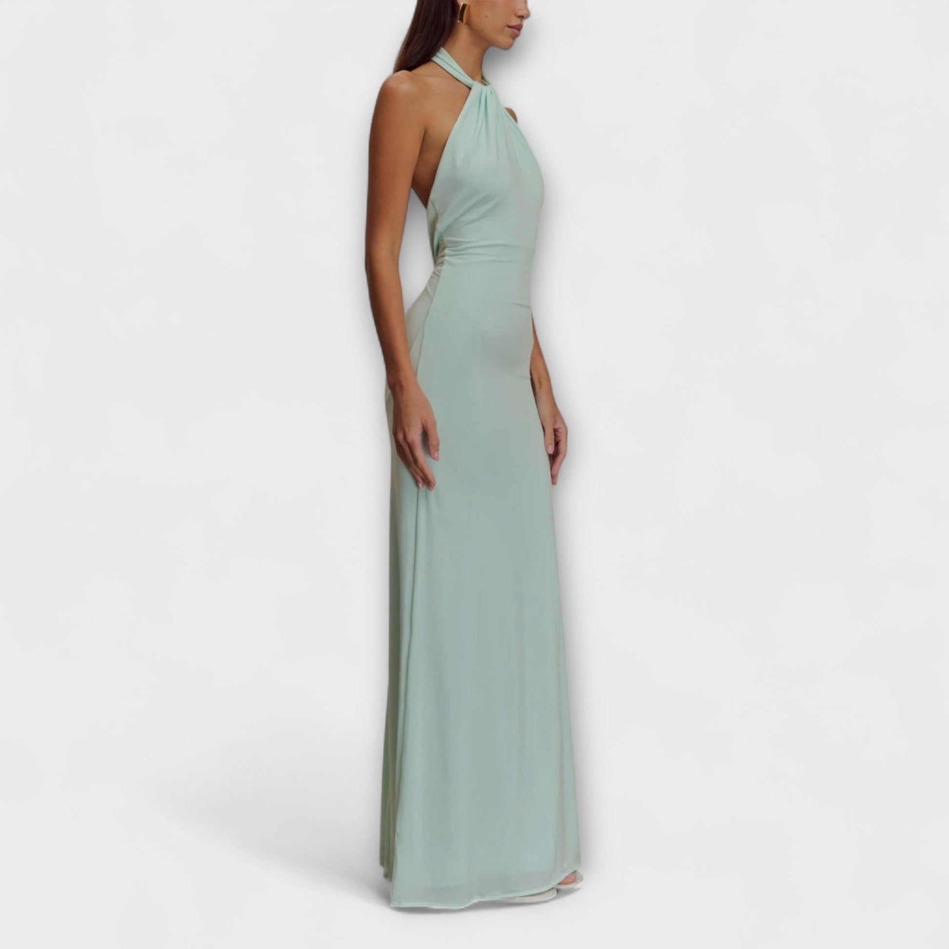NAOMI - LAGOON SLINKY HALTER MAXI DRESS