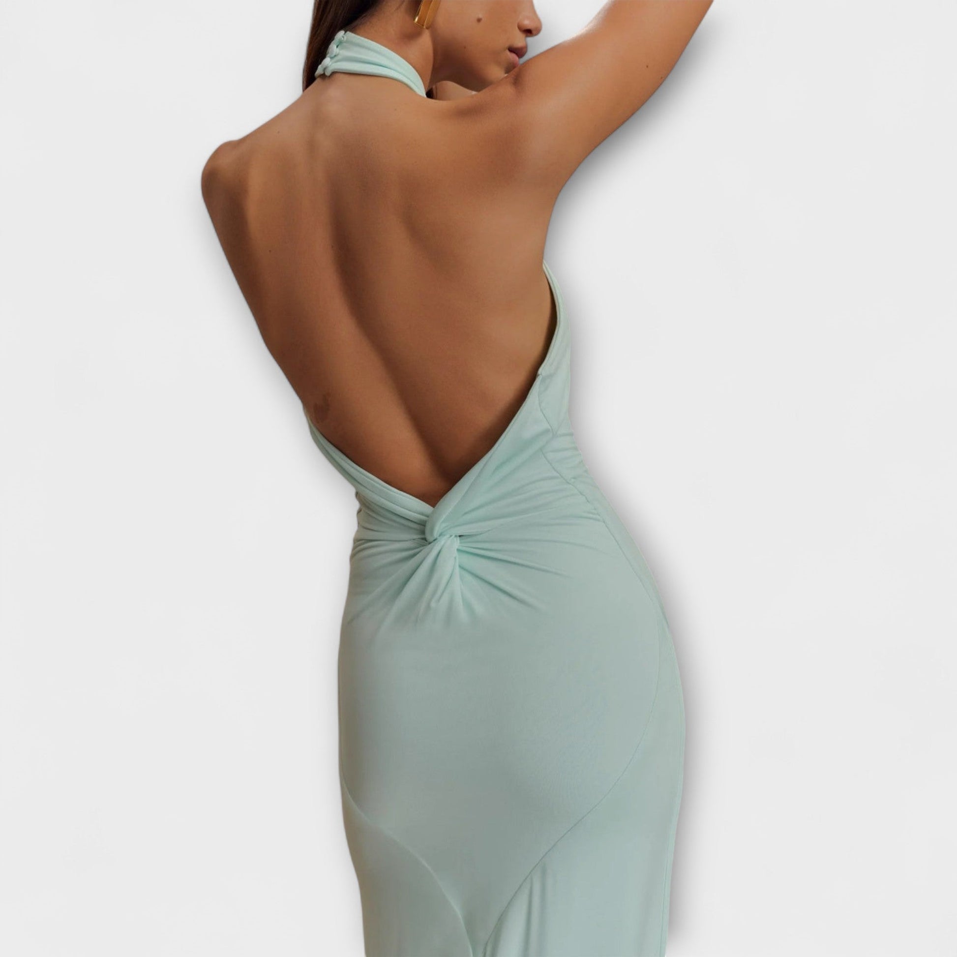 NAOMI - LAGOON SLINKY HALTER MAXI DRESS