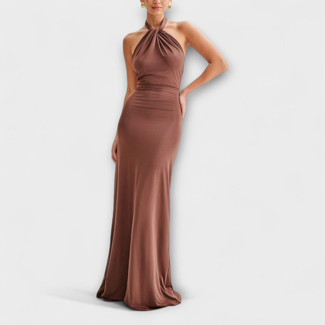 NAOMI - LAGOON SLINKY HALTER MAXI DRESS