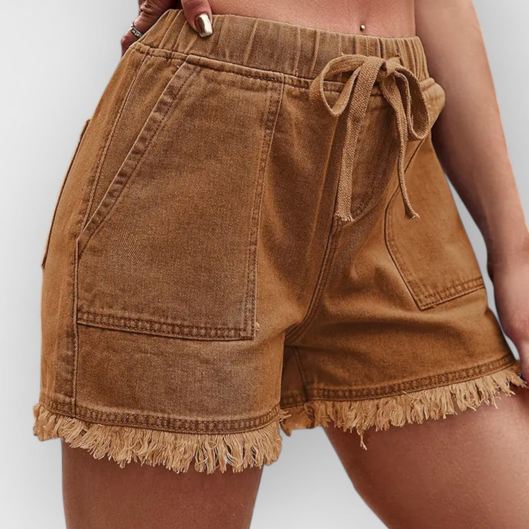 CELIA - HIGH-WAIST DENIM SHORTS
