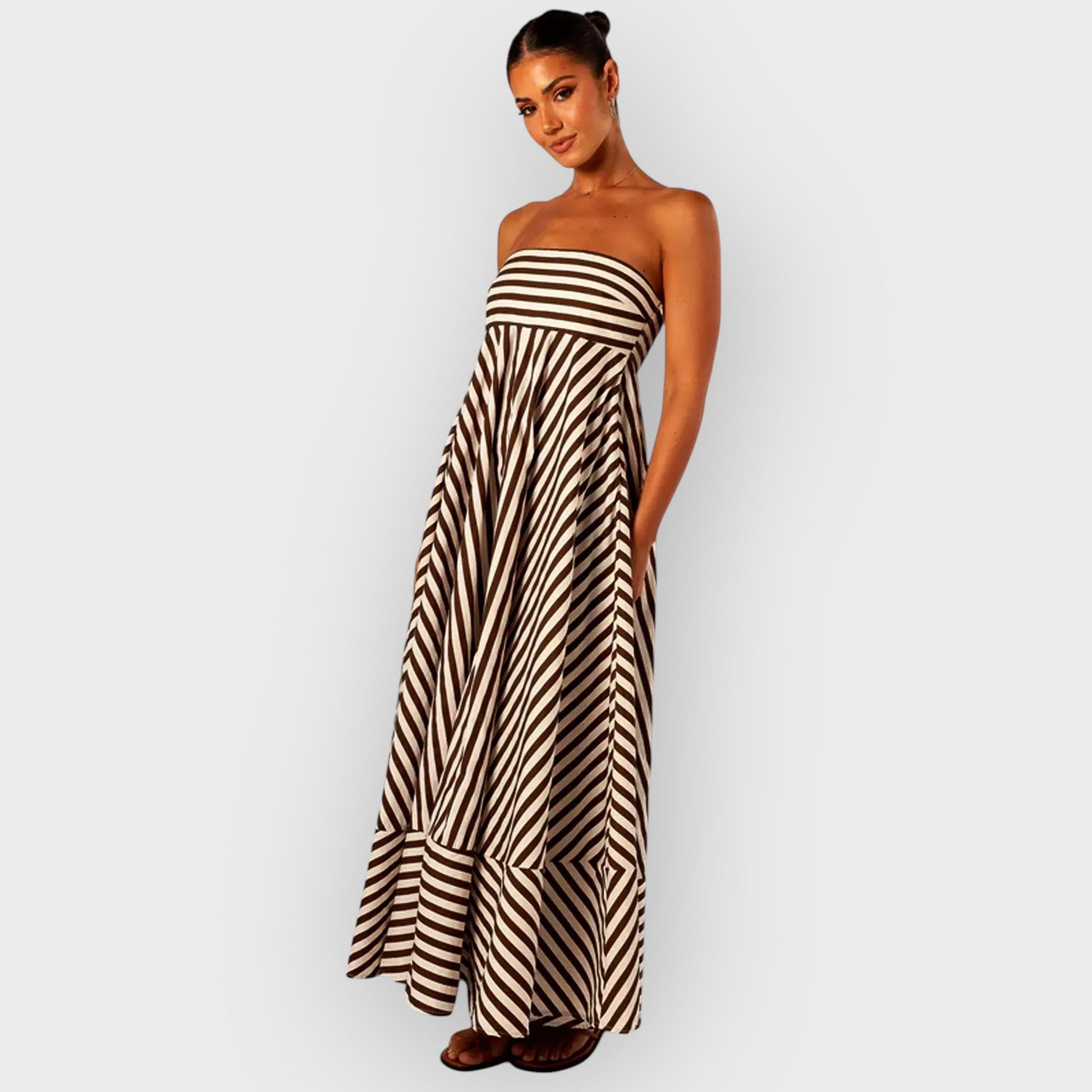 LISA - STRIPED STRAPLESS MAXI DRESS