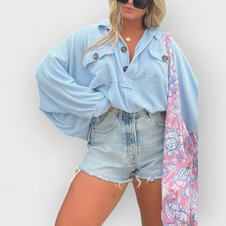 GRACE - ELEGANT V-NECK BUTTON BLOUSE