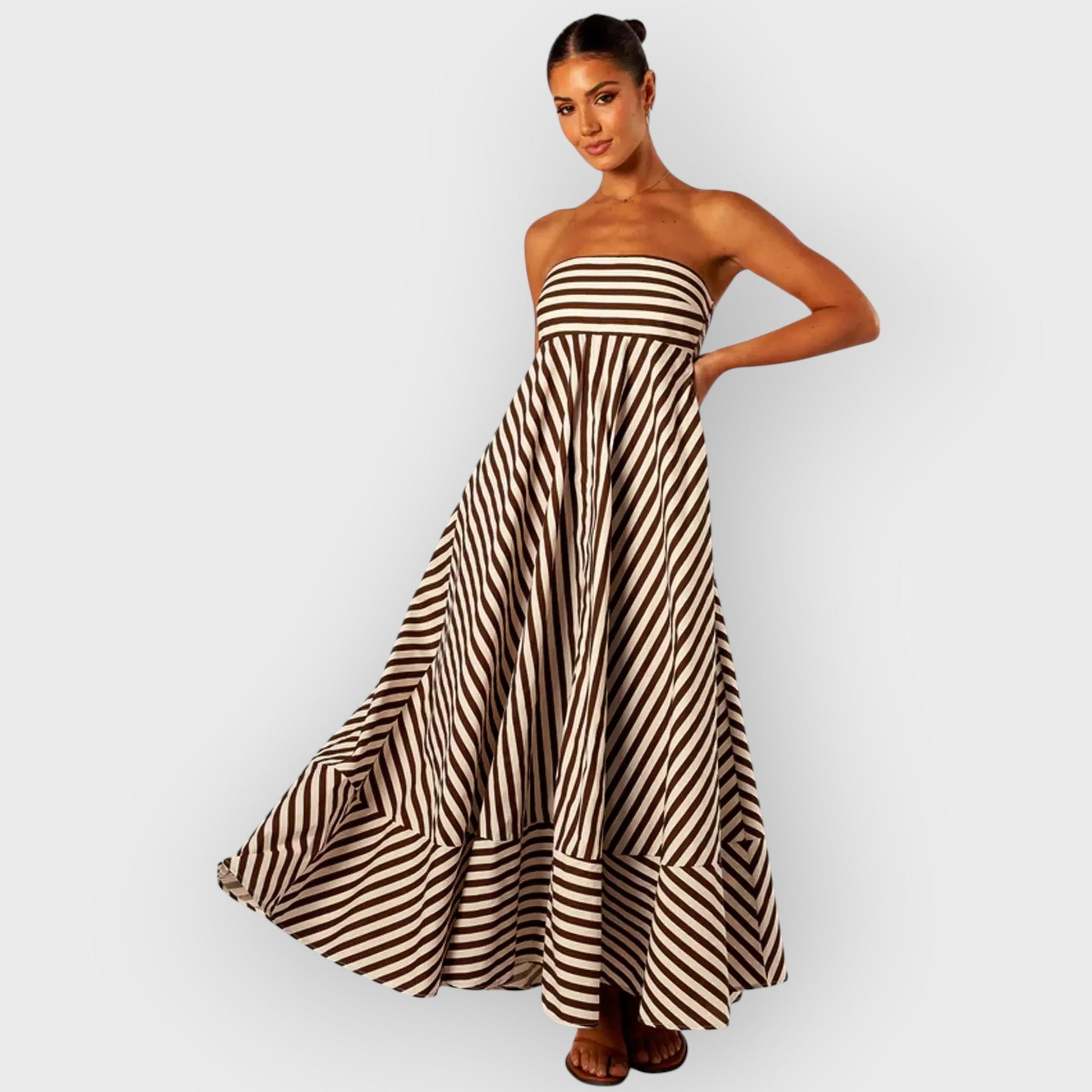 LISA - STRIPED STRAPLESS MAXI DRESS