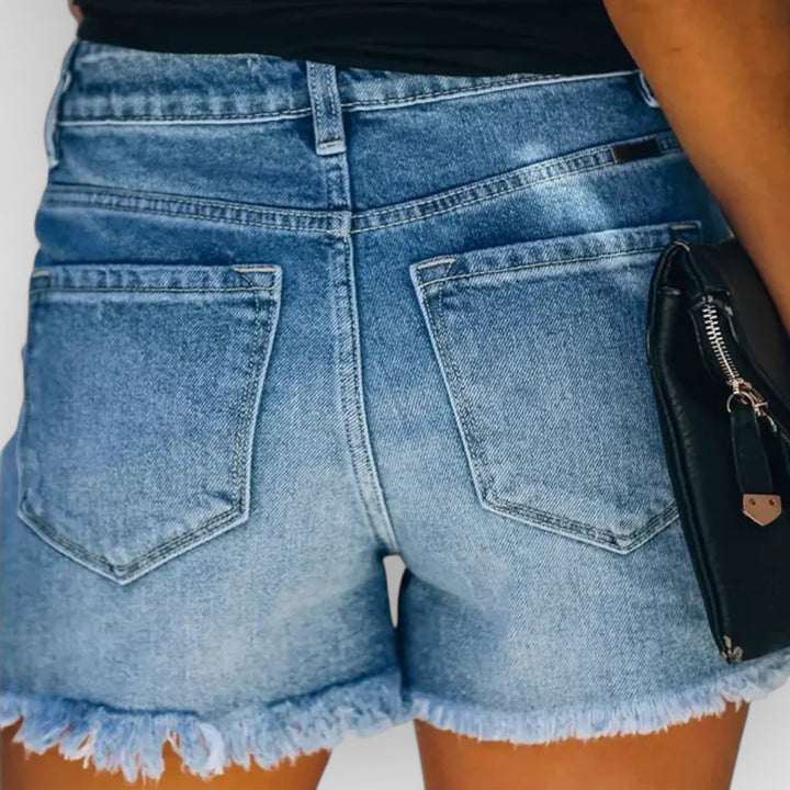 DAVINA - DISTRESSED DENIM SHORTS