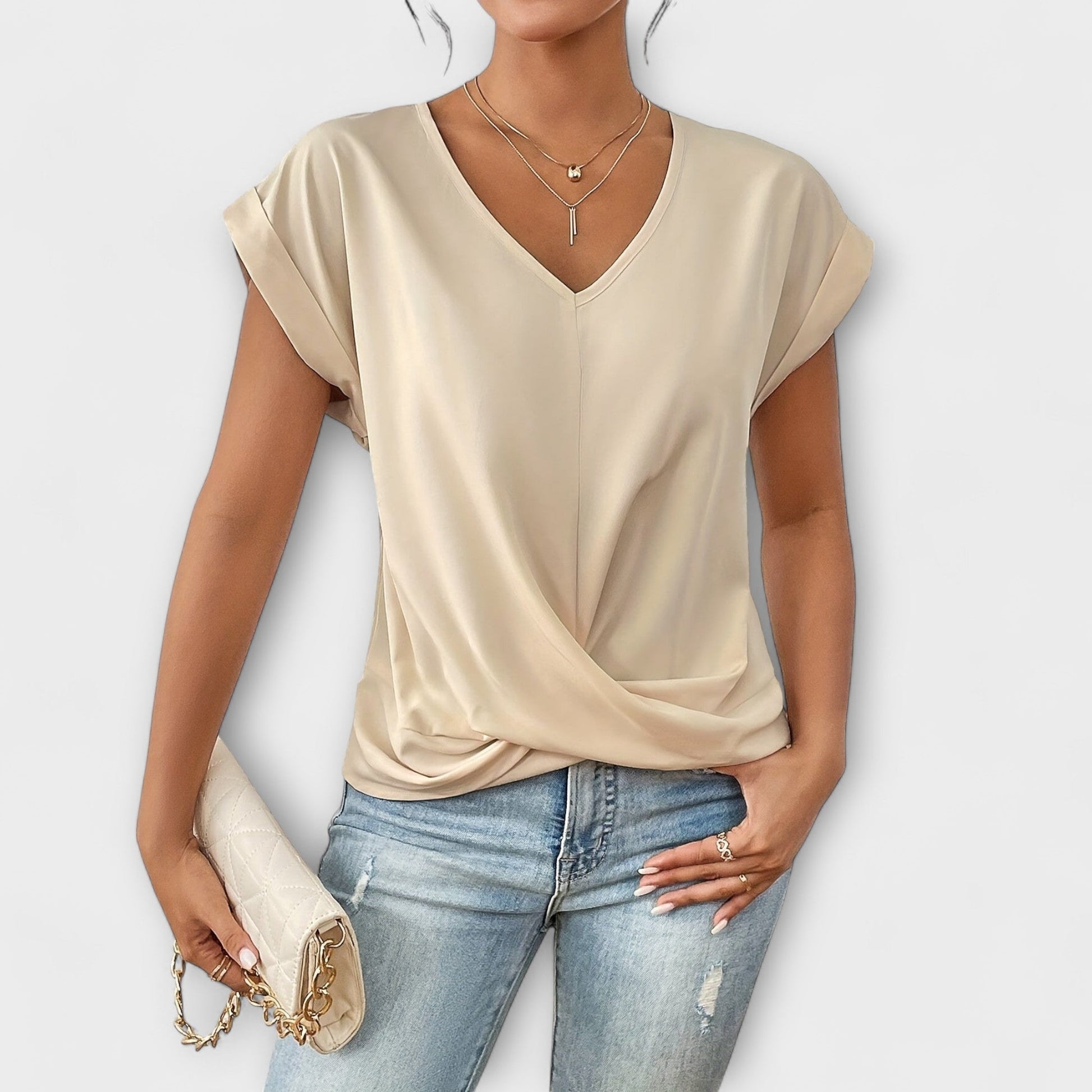 ROMILLY - V-NECK BLOUSE WITH KNOT DETAIL