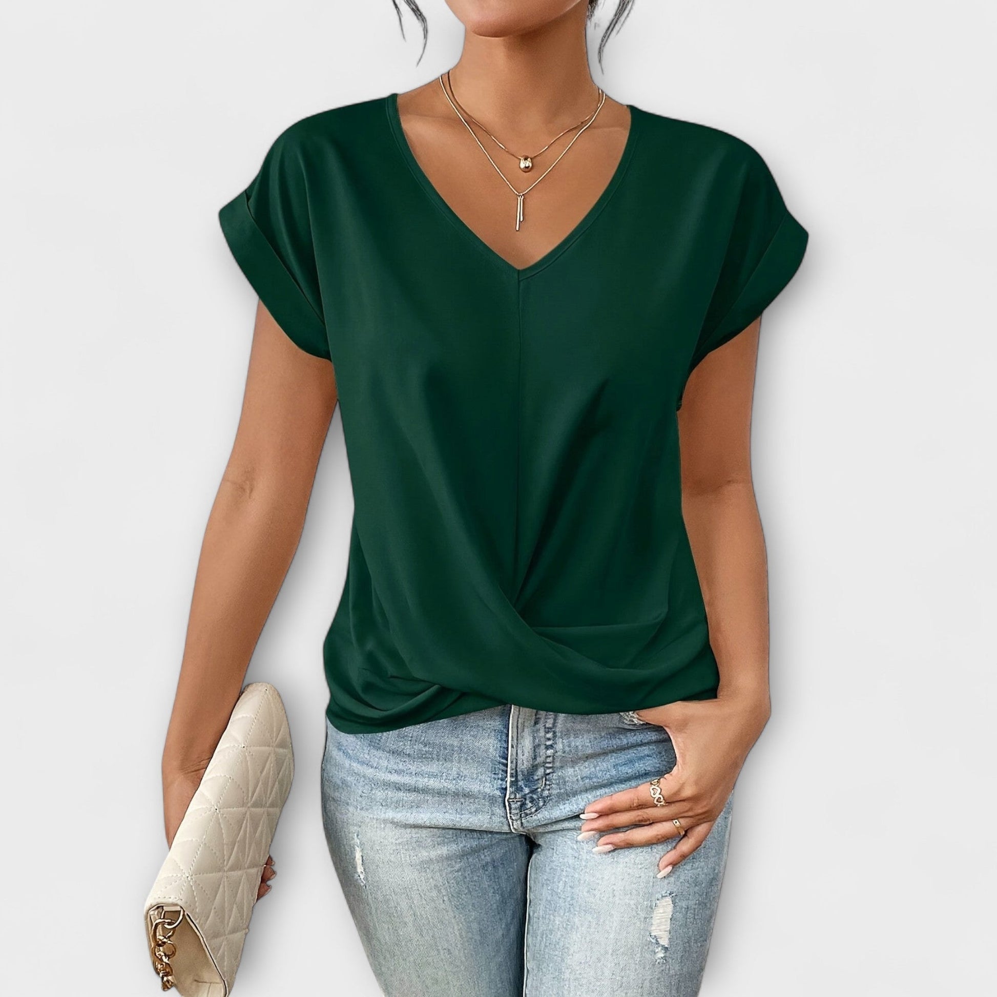 ROMILLY - V-NECK BLOUSE WITH KNOT DETAIL