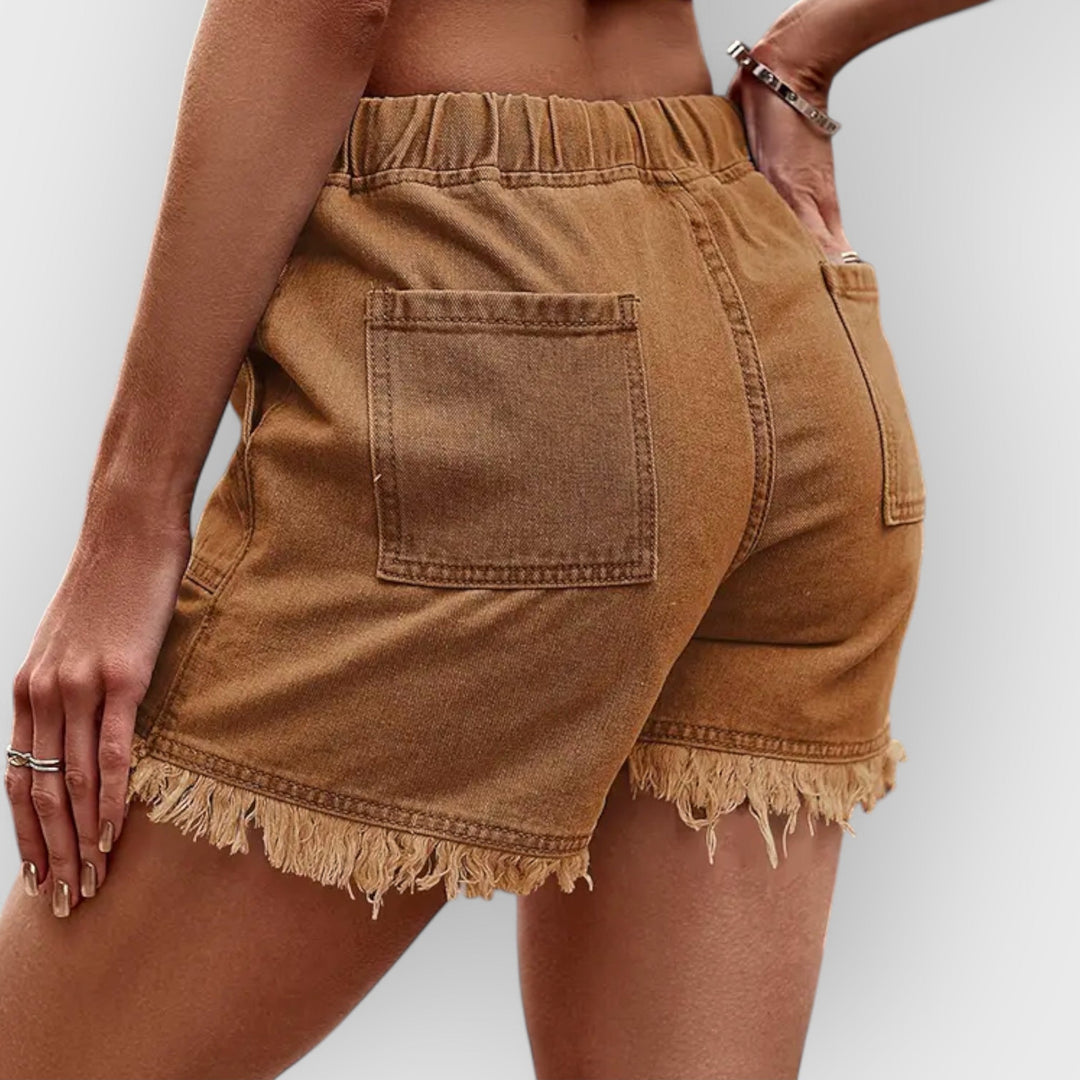 CELIA - HIGH-WAIST DENIM SHORTS