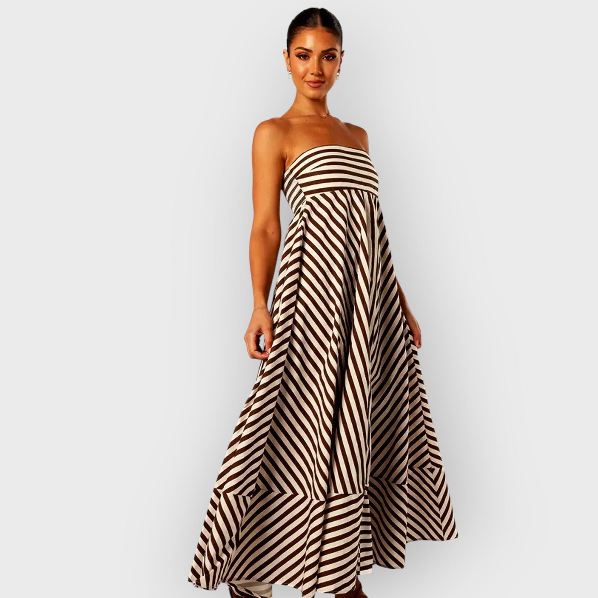 LISA - STRIPED STRAPLESS MAXI DRESS