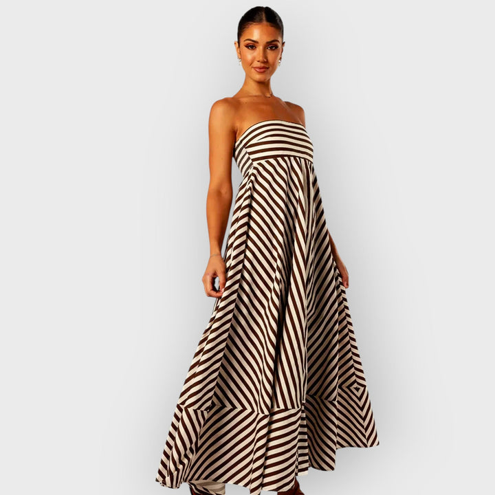 LISA - STRIPED STRAPLESS MAXI DRESS
