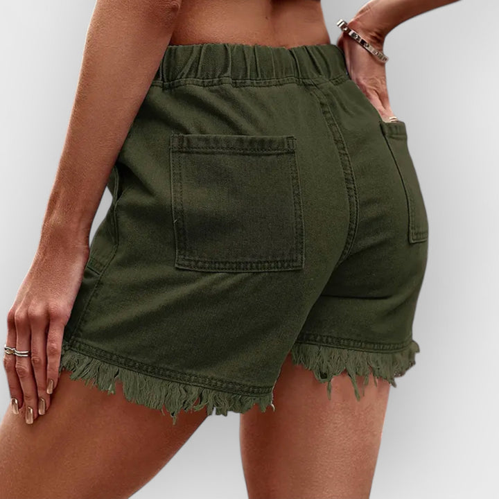 CELIA - HIGH-WAIST DENIM SHORTS