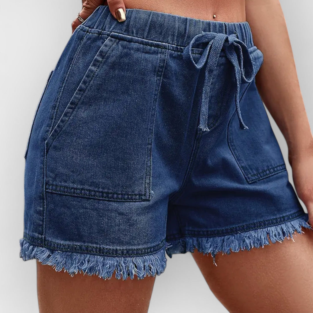 CELIA - HIGH-WAIST DENIM SHORTS