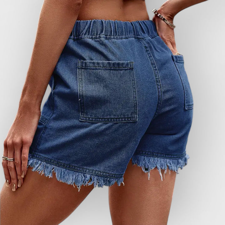 CELIA - HIGH-WAIST DENIM SHORTS