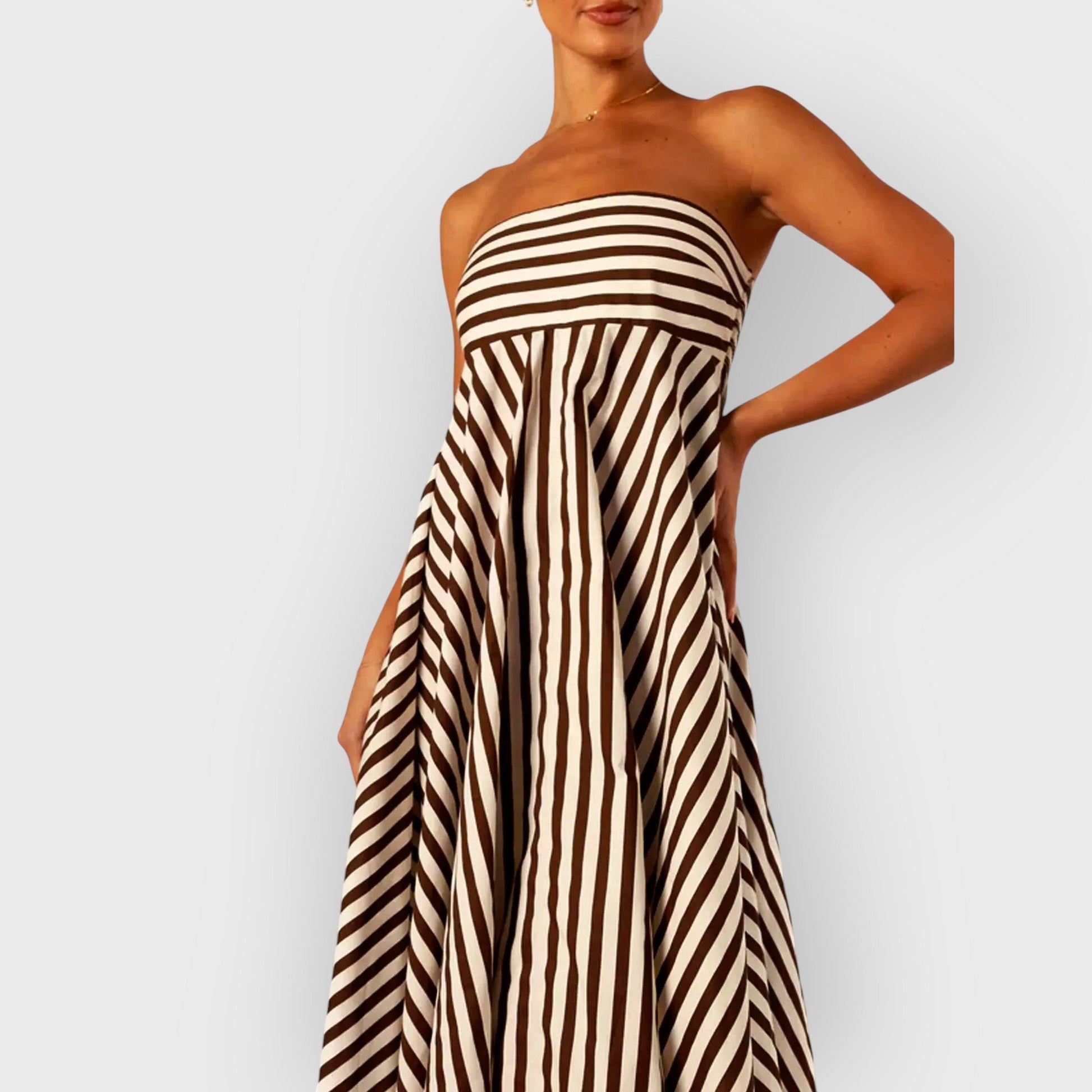 LISA - STRIPED STRAPLESS MAXI DRESS