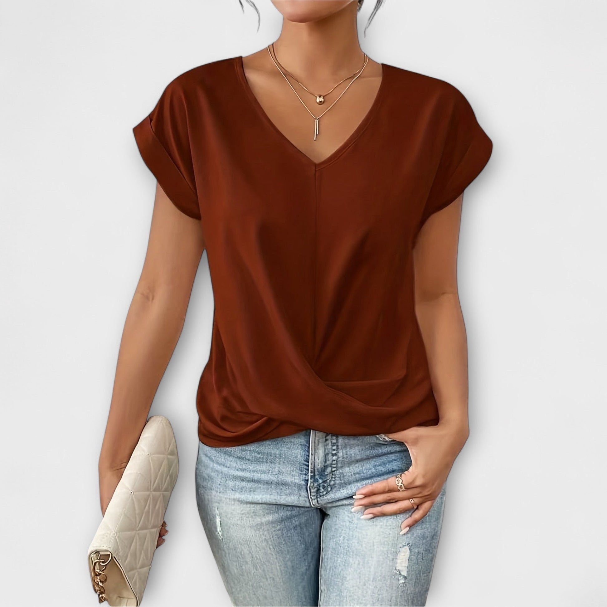 ROMILLY - V-NECK BLOUSE WITH KNOT DETAIL