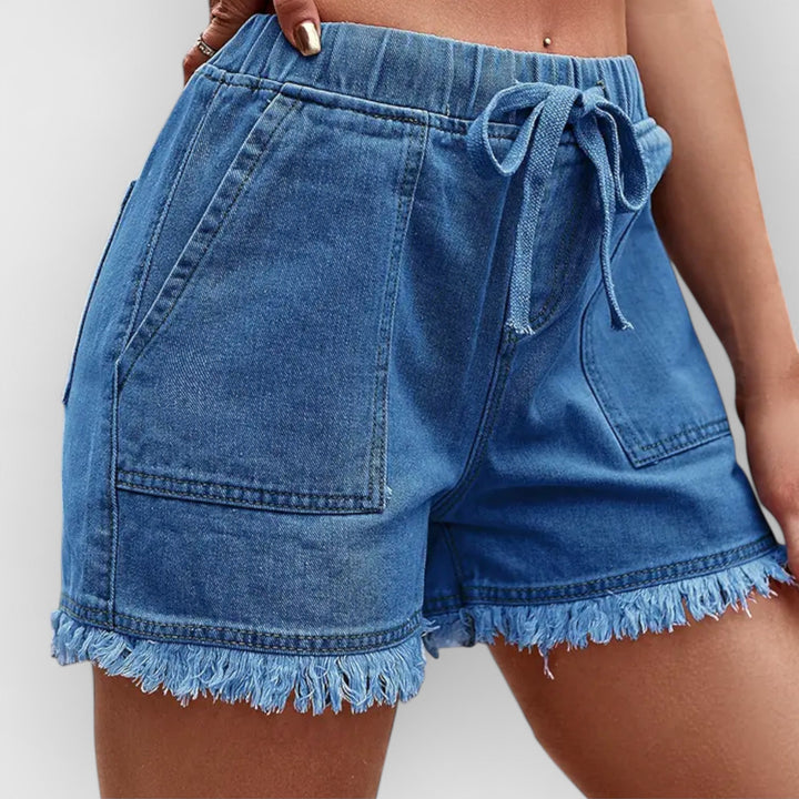 CELIA - HIGH-WAIST DENIM SHORTS