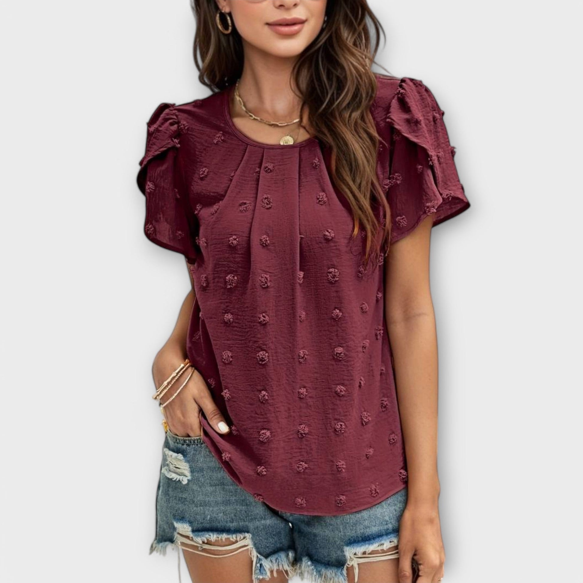 JODIE - ROMANTIC SWISS DOT BLOUSE