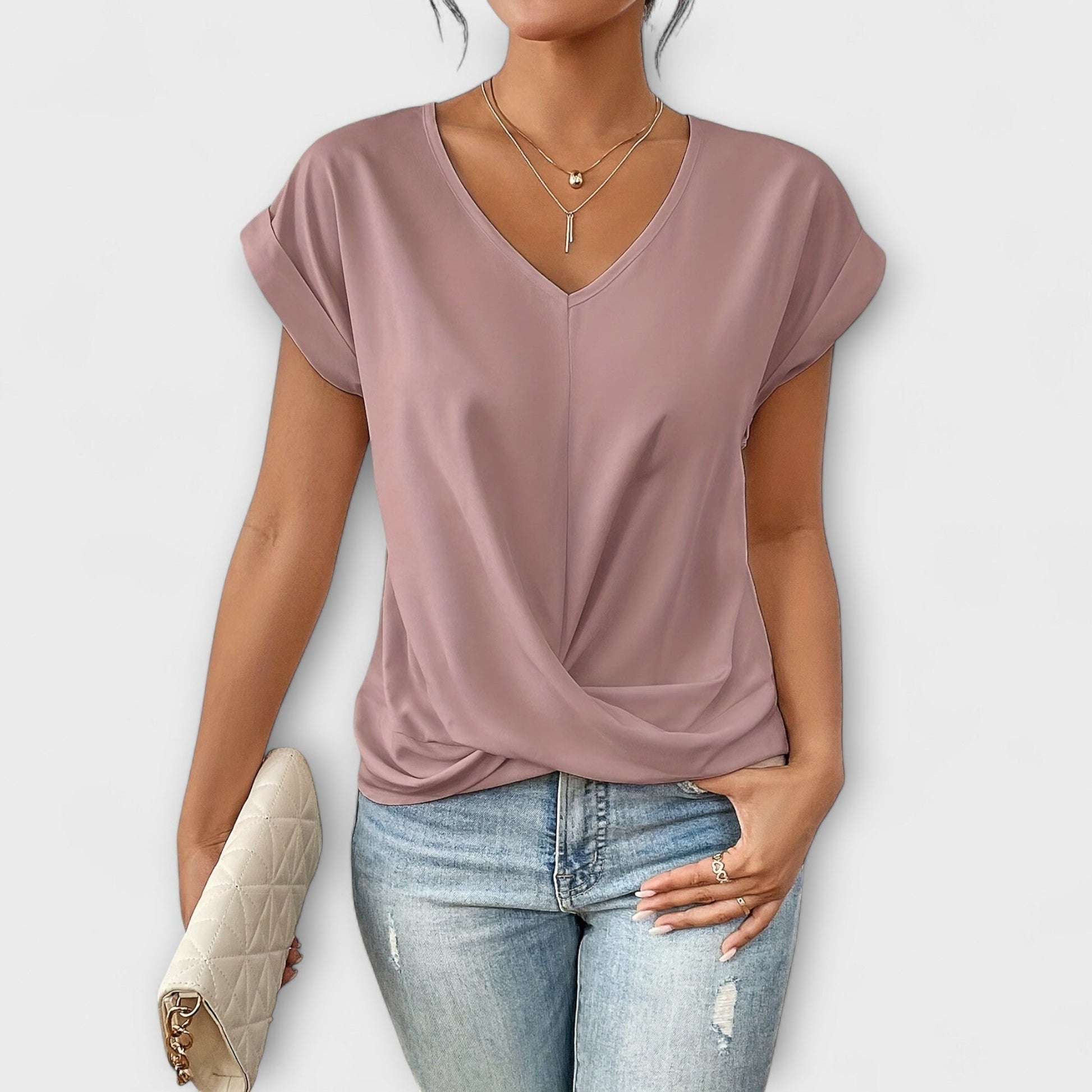 ROMILLY - V-NECK BLOUSE WITH KNOT DETAIL