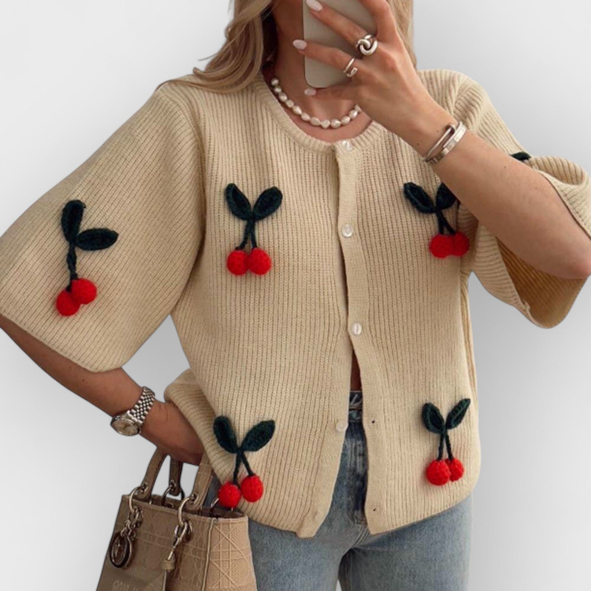 AURELIE - CUTE CHERRY DECOR CARDIGAN