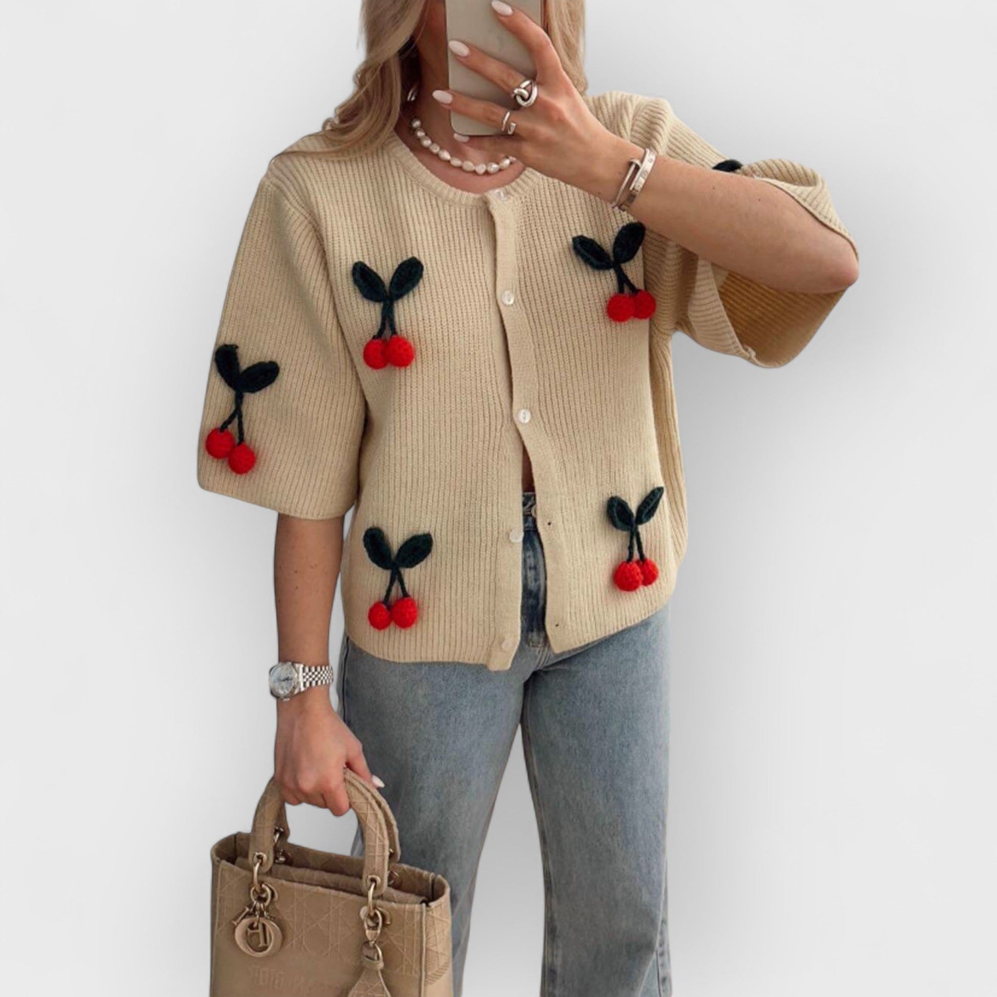 AURELIE - CUTE CHERRY DECOR CARDIGAN