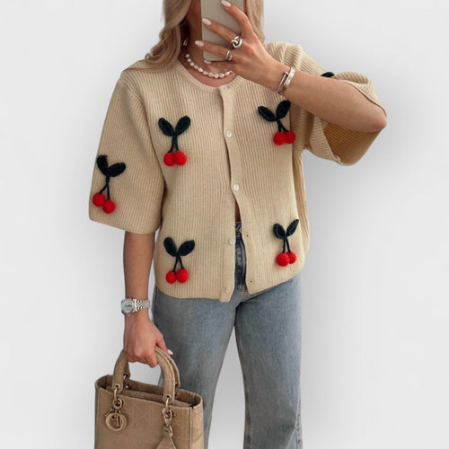 AURELIE - CUTE CHERRY DECOR CARDIGAN