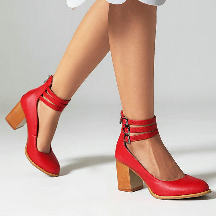 DAHLIA – TRIPLE STRAP BLOCK HEEL