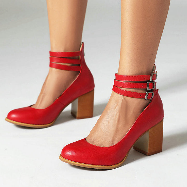 DAHLIA – TRIPLE STRAP BLOCK HEEL