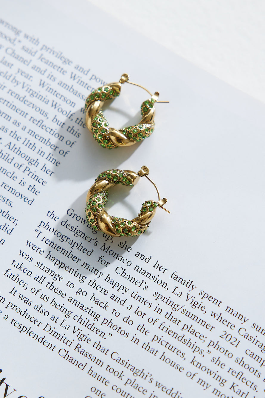 TRACY - GOLD-TONE CRYSTAL EARRINGS