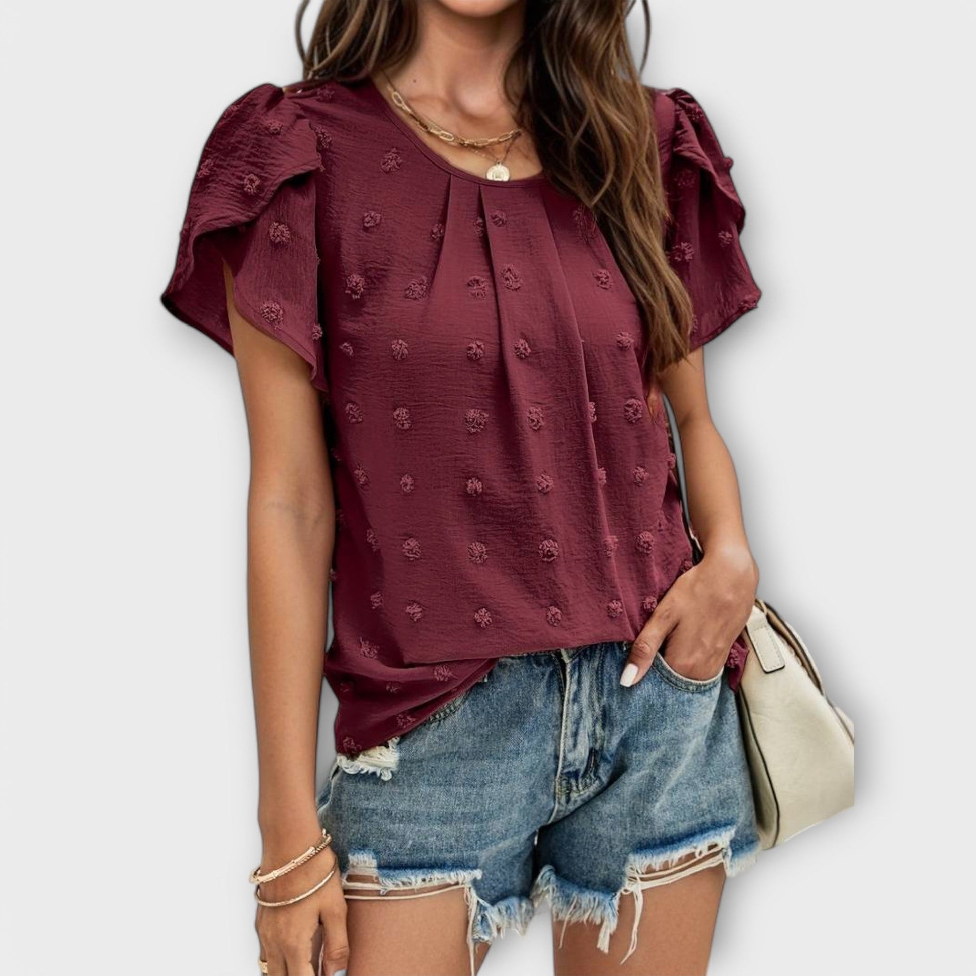 JODIE - ROMANTIC SWISS DOT BLOUSE