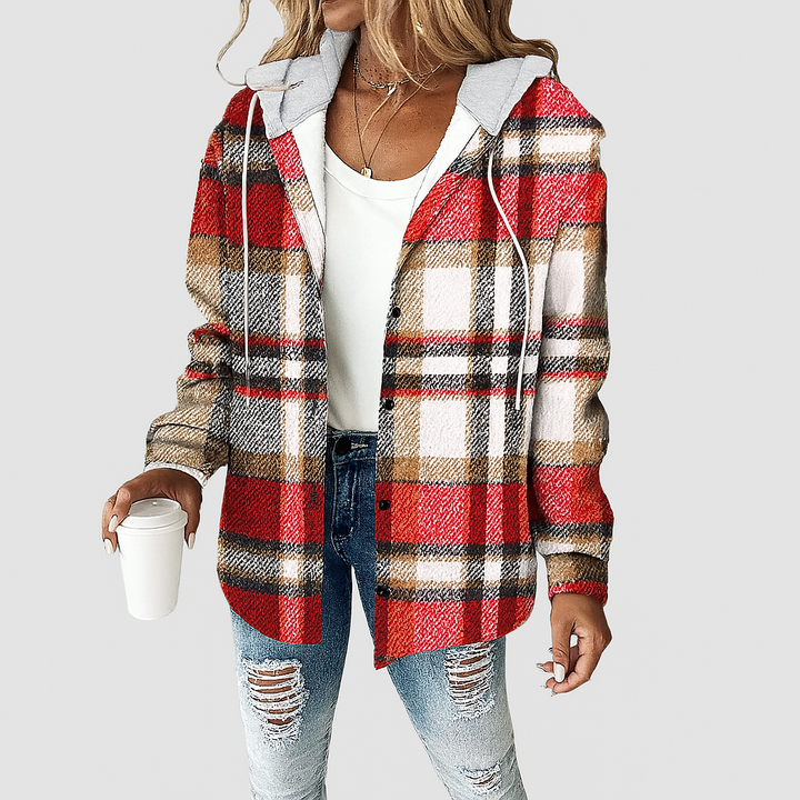 MONICA – RELAXED PLAID HOODED JACKET