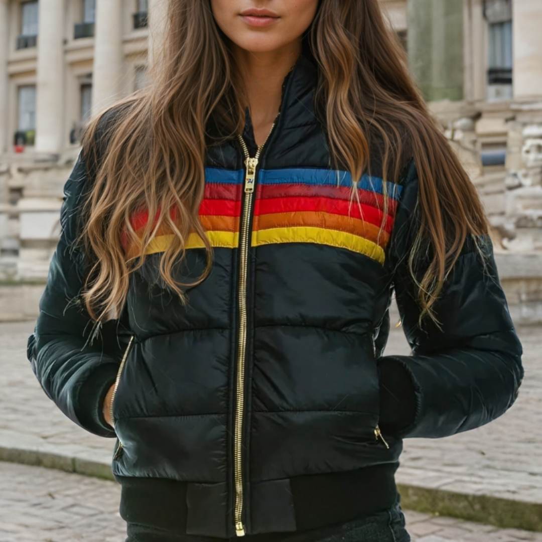 SHEILA – RETRO COLOUR-BLOCK PUFFER JACKET