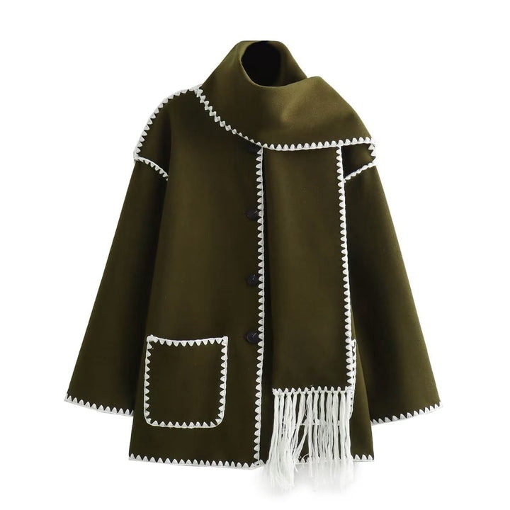 CANDICE – OVERSIZED COAT WITH SCARF DETAIL
