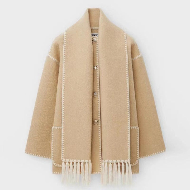 CANDICE – OVERSIZED COAT WITH SCARF DETAIL